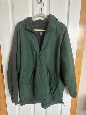 GAP Dark Green Hooded Jacket with Gray Trim